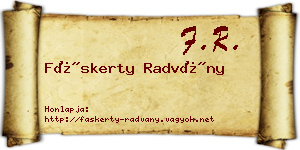 Fáskerty Radvány névjegykártya